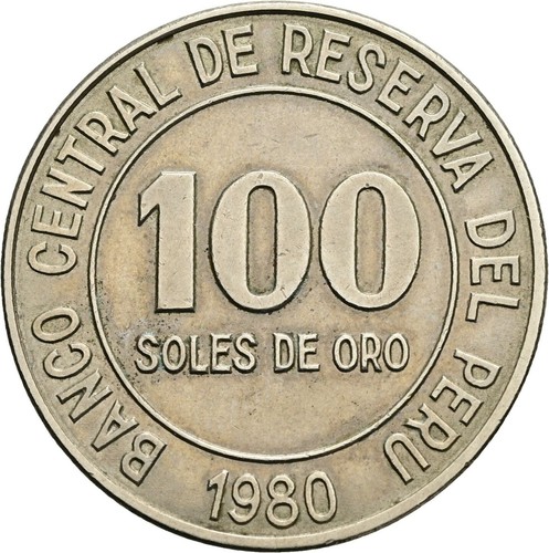 Peru 100 soles oro 1980 - 100, oro,