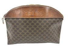 Celine Kosmetiktasche Tasche Macadam Clutch Braun Leder