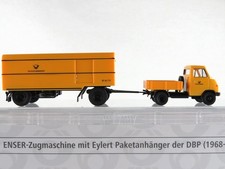 Brekina/Post 018019 ENSER-Zugmaschine mit Eylert Paketanhänger (1968) "DBP" 1:87