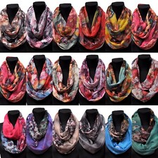 Seide Loop Schal Halstuch Schals Rundschal Schlauchschal Tücher Damenschal 