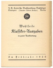 J. G. COTTA’sche BUCHHANDLUNG★LEPORELLO-FLYER★Berlin 1926★KLASSIKER-AUSGABEN★