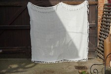 1970er Jahre Decke Tagesdecke Bettdecke Baumwolle Fransen Handmade Vintage 60s