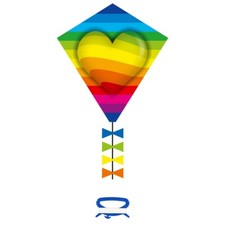 Kinderdrachen Einleiner Drachen HQ Eddy Rainbow Heart 50 cm Flugdrachen