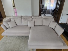 Wohnlandschaft Monte in Hellgrau, Ecksofa, Sofa, Schlafsofa 181/283 cm
