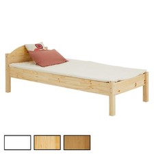 Massivholzbett 90x200 cm aus Kiefer Einzelbett Seniorenbett mit Kopfteil