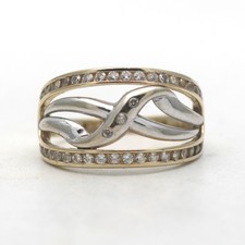 Ring 585 Gold 14 Kt Gelbgold Weißgold Bicolor Größe 56 Damen Wert 800,-