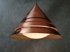 Billard Lamp Pendelleuchte Kupfer Kegel Lamellen 60er Ufo Lamp vintage danish