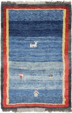 Original Perserteppich Gabbeh Ghashghai Orientteppich 122 cm x 82 cm  Alt Natur