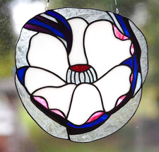 Altes Tiffany Fensterbild  - Blüte 24 x 23 cm