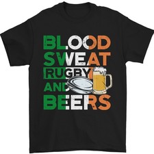 Blood Sweat Rugby Und Biere Irland Lustig Herren T-Shirt 100% Baumwollmischung