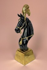 Büste Pferd Pferdekopf Sockel Dutch Style Barock Antikstil Schwarz Gold 37cm NEU