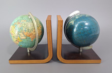 Columbus Erdglobus Himmelsglobus Globus Buchstützen 2 Stück Rarität 70er