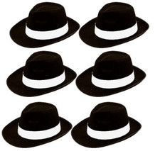 6 x SCHWARZE GANGSTERHÜTE