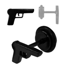 1 Stück Fake Plug Ohrstecker Pistole Knarre Revolver Edelstahl silber schwarz