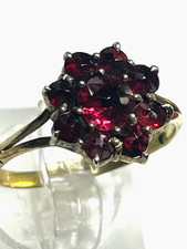 Antik 333 Gold 8 K Ring dunkler roter Granat Ø 16,8 mm RG 53 solide Handarbeit