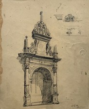 2 Bleistift Zeichnungen Architektur Rothenburg 1909 Anonym