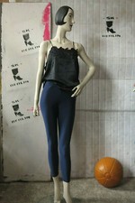 Leggings dunkelblau seidig stretch 90er True VINTAGE 90s pants dark blue silky