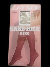 Vintage Kayser Kniestrümpfe Rippstrümpfe CREME ONE SIZE