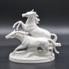 Grafenthal Porzellan Figur „Zwei Pferde“, Weiß, Vintage, Deutschland, 1950er...