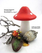 Keramik-Fliegenpilz weiß-rot