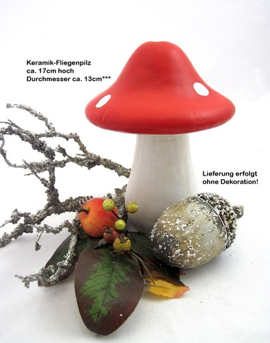 Keramik fliegenpilz weiß - keramik-fliegenpilz, weiß-rot
