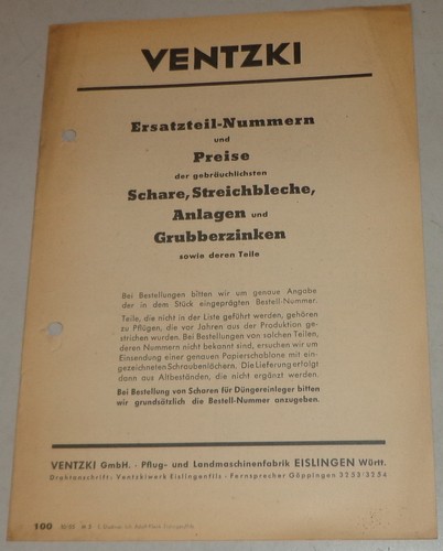 Teilekatalog ventzki schare - schare, /
