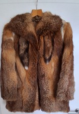 Damen Pelzjacke mit Fuchskragen, rot/braun, Damengröße ca 44/46