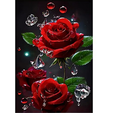 Kunstvolle rote Rosenpracht Diamond painting Set, ohne Bilderrahmen 30x40 cm