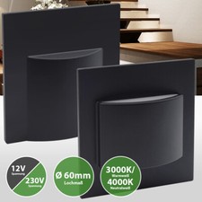 LED Wand Einbaustrahler Einbauleuchte Stufenlicht Treppenlicht schwarz 12V 230V