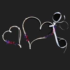 Autoschmuck Rattanherzen Set 19cm 30cm mit Saugnäpfen Autodeko Rosen Lila Rot