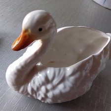 niedliche Vintage Pflanzente Ente Deko Pflanztopf weiß Keramik Blumentopf Schale