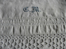 Bauern Leinen Kissenbezug Tischläufer Häkelspitze Monogramm in Fraktur