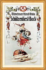 Münchener Kindl Bräu Schützenliesl Bock Oberbayern Plakate A2 425 Gerahmt