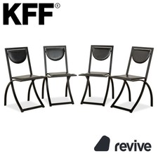 4er Garnitur KFF Sinus Leder Stuhl Schwarz