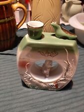 RAR Ungewöhnliche, asiat kleine Vase Vintage Katze Vogel Pastellfarben gebraucht