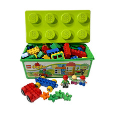 Lego DUPLO 1,5 Kilo mit Aufbewahrungsbox Grundsteine Figur Auto siehe Bilder