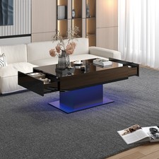 LED Couchtisch Wohnzimmertisch Hochglanz mit 2 Schubladen modern 110x55x50cm