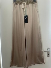 Hose Damen Beige Seide mit