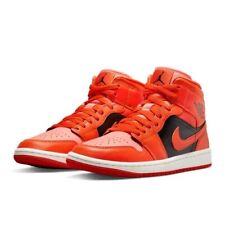 Nike Air Jordan 1 Mid Damen Sneaker Schwarz Orange Leder Retro - Blitzversand ⚡