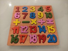 Kinder Lernspiel / Einschulung / Holz Steckpuzzle /Buchstaben - Zahlen - Rechnen