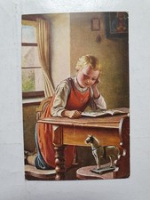 Ansichtskarte Kind beim Lesen am Fenster Feldpost /72