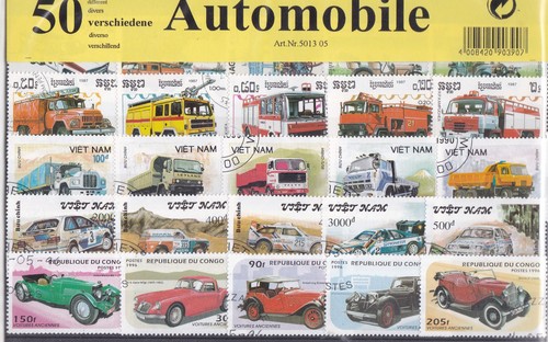 50briefmarken motive autos - 50briefmarken,