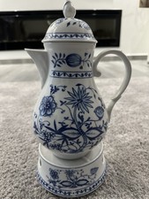 Triptis Porzellan Kaffeekanne mit Stövchen Zwiebelmuster Teekanne