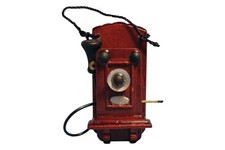 Dolls House D1525 altes Wandtelefon Holz 1:12 für Puppenhaus