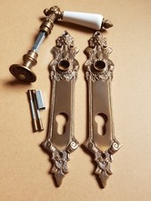 Türklinke Messing Haustürbeschlag PZ 92 Langschild Türdrücker Gründerzeit HRB2-W