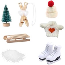 Miniatur Weihnachtszubehör: 7 Teile Wichtel Set für Puppenhaus und kreative Deko