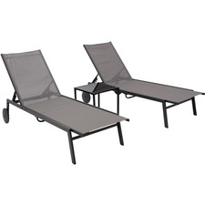 Sonnenliege 2er Set mit Tisch