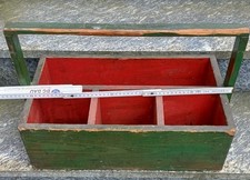 alte Werkzeugkiste Holz Werkzeugkasten Flaschenträger, massiv