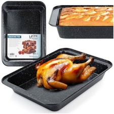 Backblech Ofenblech Kuchenblech Backform mit Granitbeschichtung 37,5x25,5x5 cm