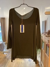 Blaumax Shirt Damen Grün L Modal Asymmetrisch Schlitz Weich Waldgrün Tunika NEU